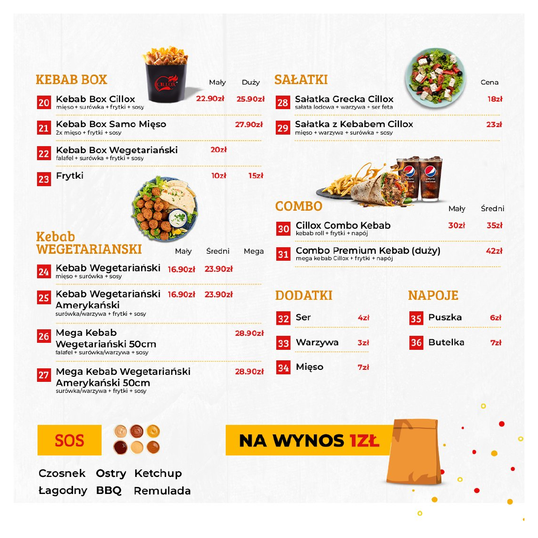Cillox Kebab printed menu page 2