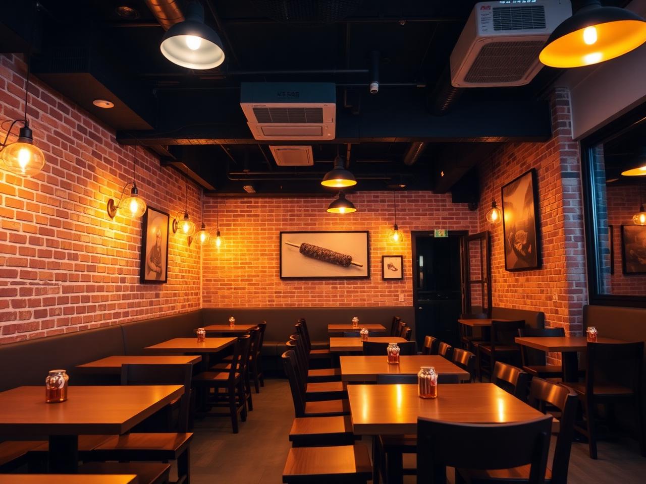 Cozy warm-lit restaurant interior