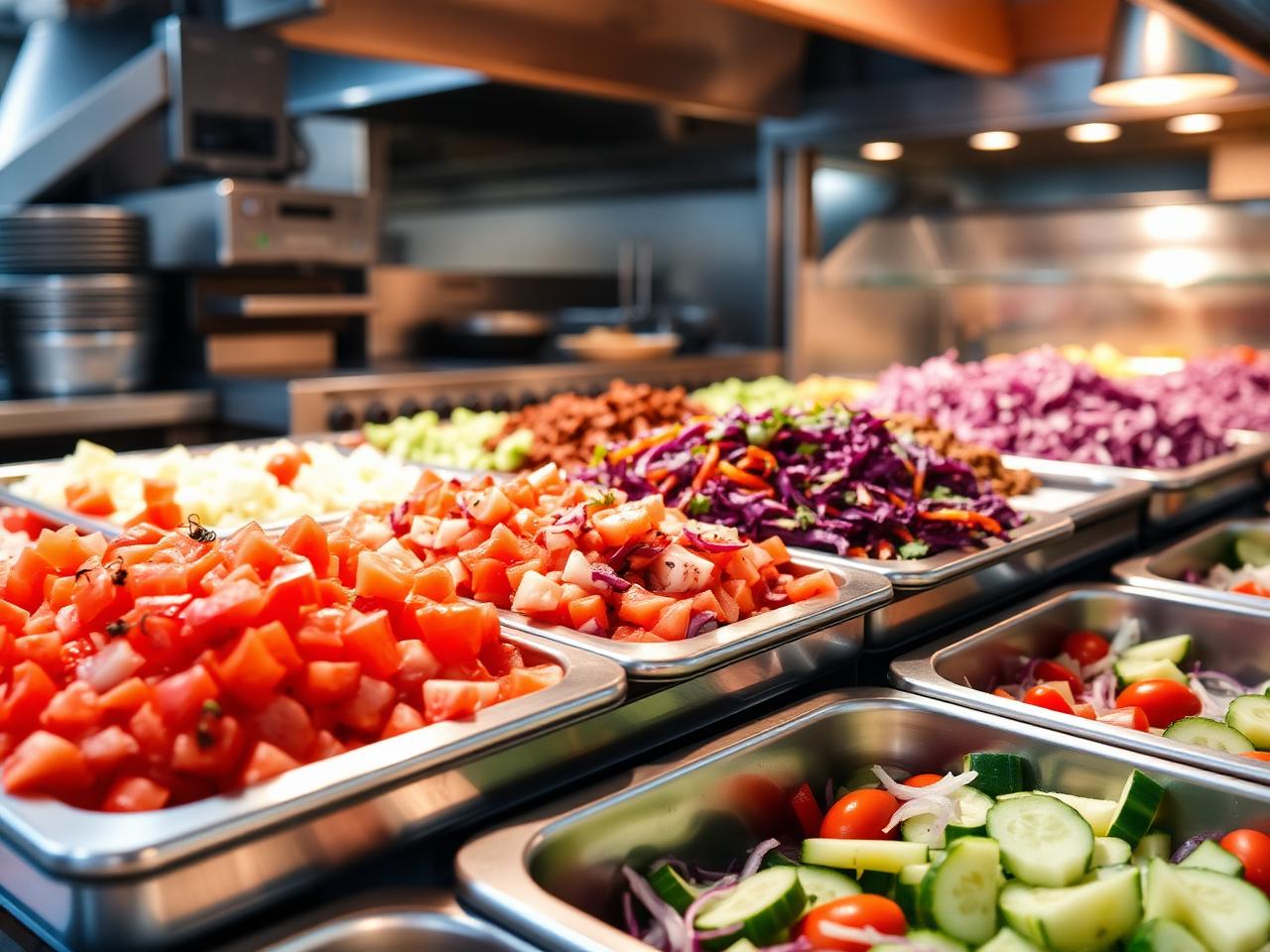 Fresh salad bar and toppings