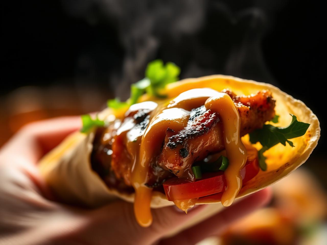 Fresh kebab wrap with sauce
